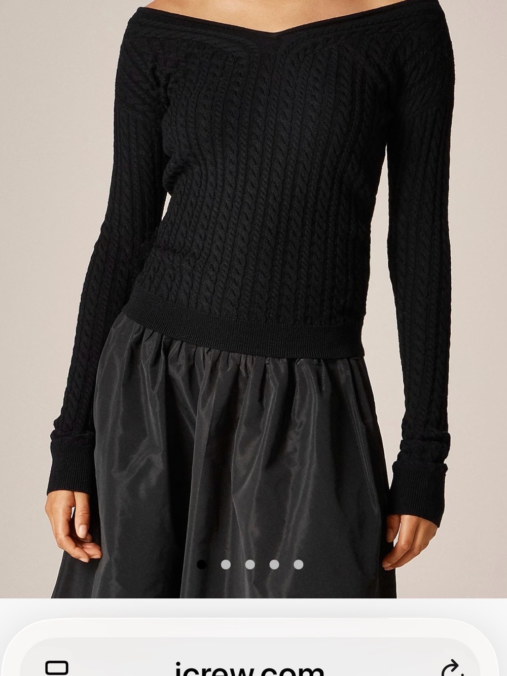 J. Crew Black Off-the-Shoulder Cable Knit Sweater